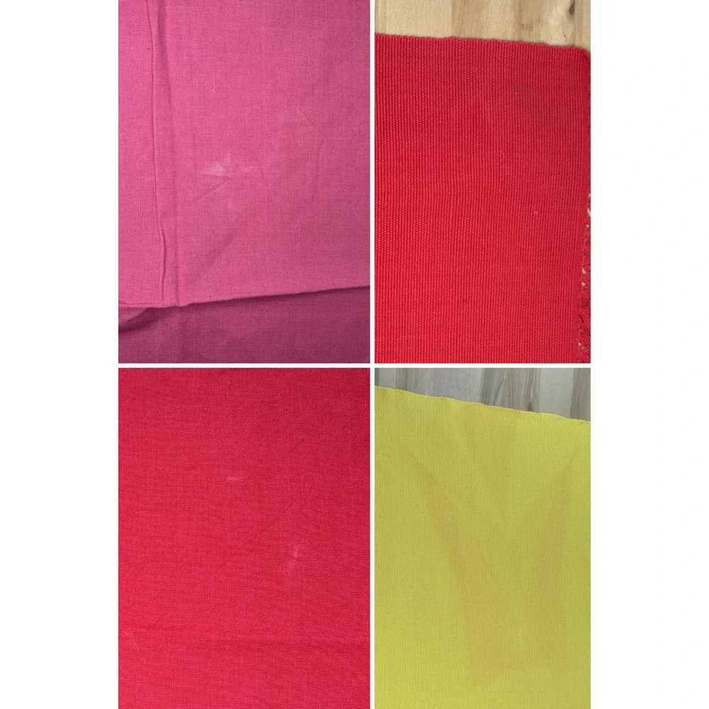 Vintage Colorful Ribbed Placemat and Napkin Set 8pc Neon Pink‎ Green Yellow Red